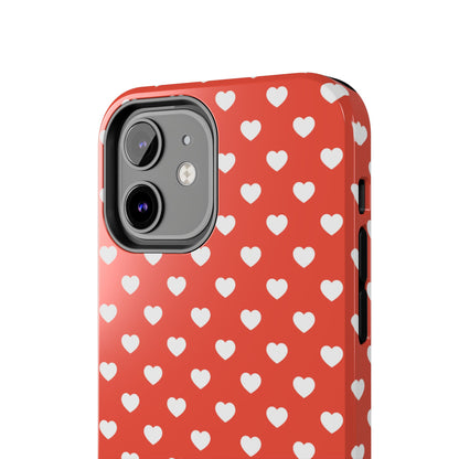 White Hearts on Red iPhone Case