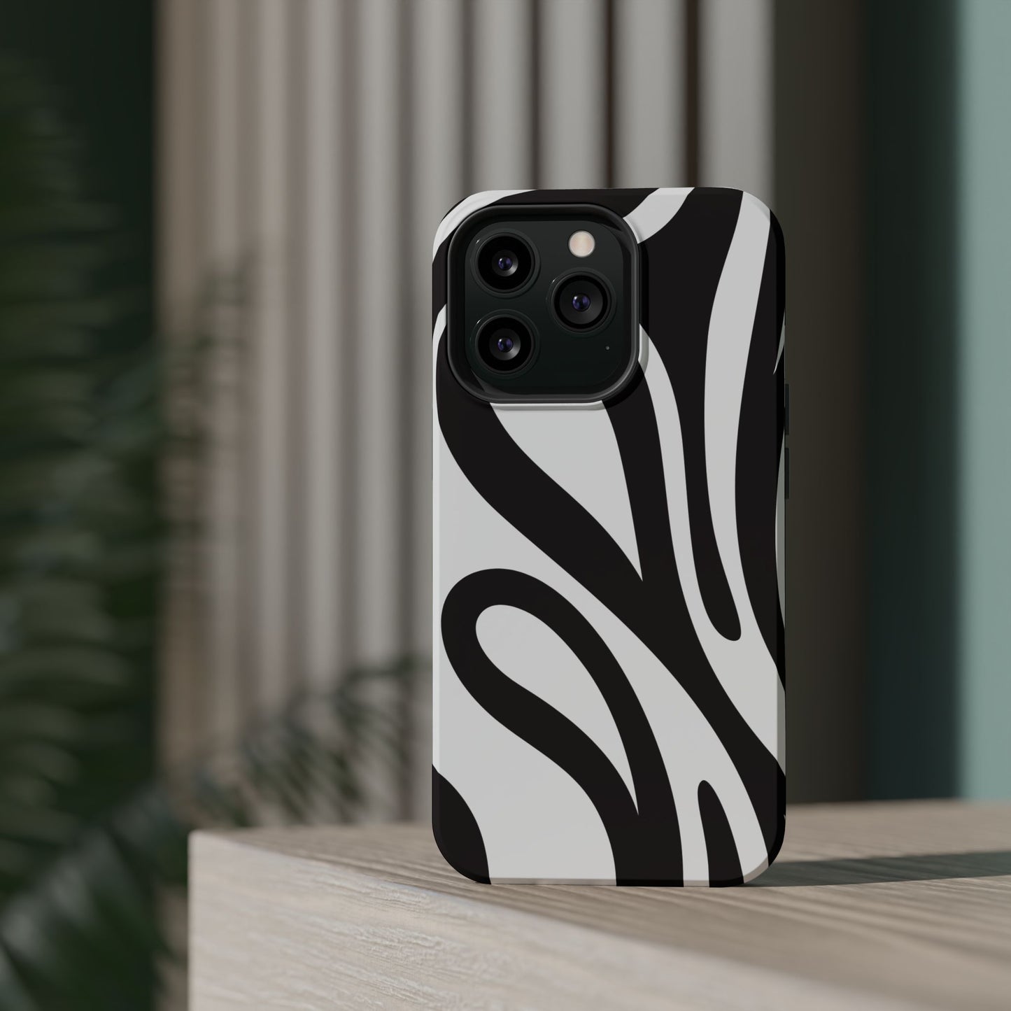 Modern Black and White Abstract Tough MagSafe iPhone Case – Bold Graphic Pattern with Dual-Layer Protection