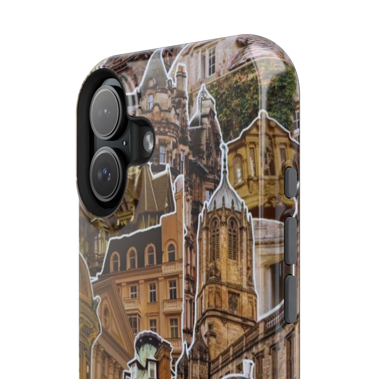 Vintage Architectural Collage MagSafe iPhone Case – Tough Dual-Layer Protection with Matte Finish