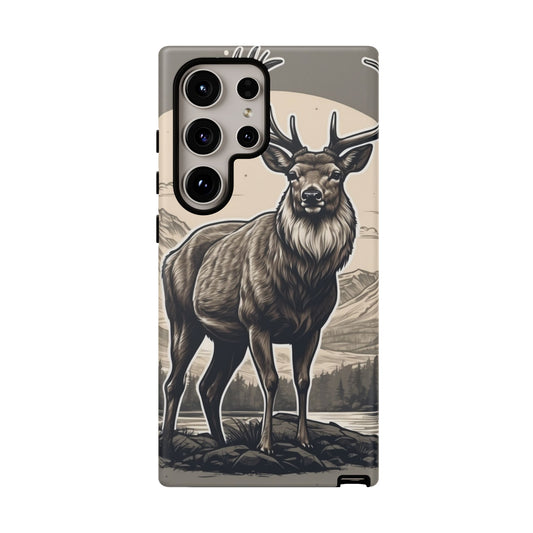 Monochrome Majesty – Regal Stag Samsung Galaxy Phone Case