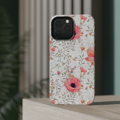 Pink Floral Watercolor MagSafe iPhone Case – Elegant Blossom Design with Magnetic Compatibility