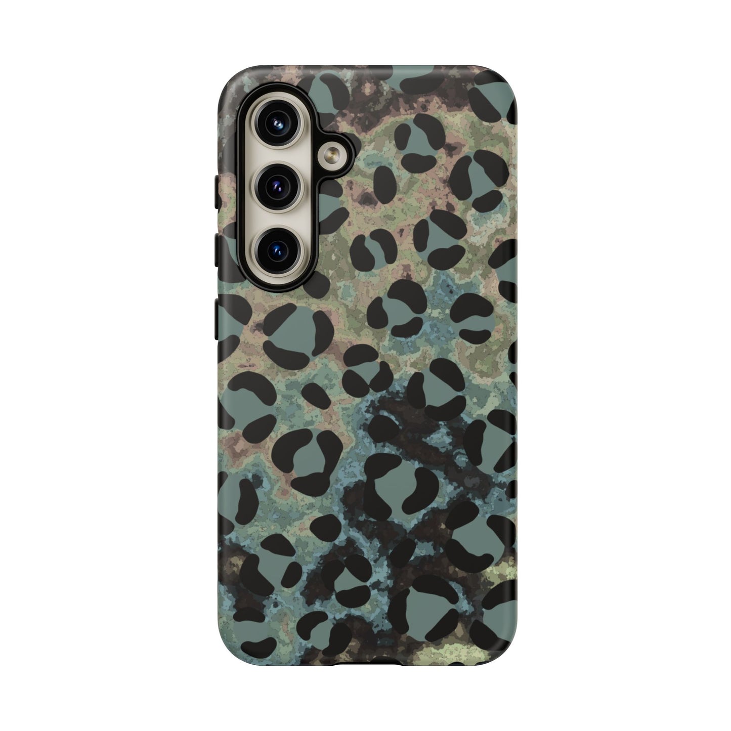 Moody Watercolor Leopard Print Tough Samsung Galaxy Case – Earthy Abstract Pattern with Dual-Layer Protection
