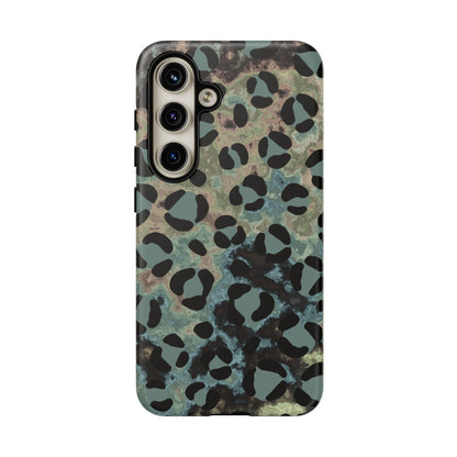 Moody Watercolor Leopard Print Tough Samsung Galaxy Case – Earthy Abstract Pattern with Dual-Layer Protection