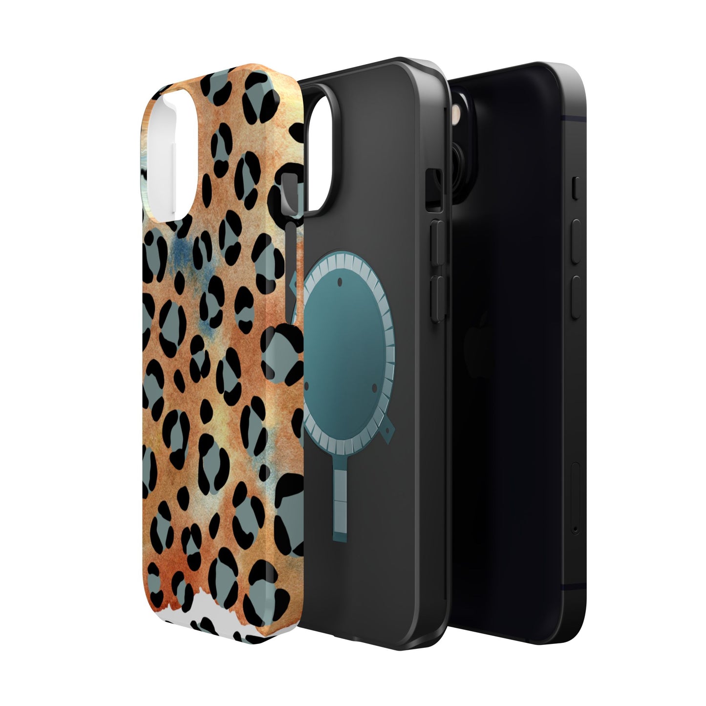 Sunset Watercolor Leopard Print Tough MagSafe iPhone Case – Artistic Animal Pattern with Dual-Layer Protection