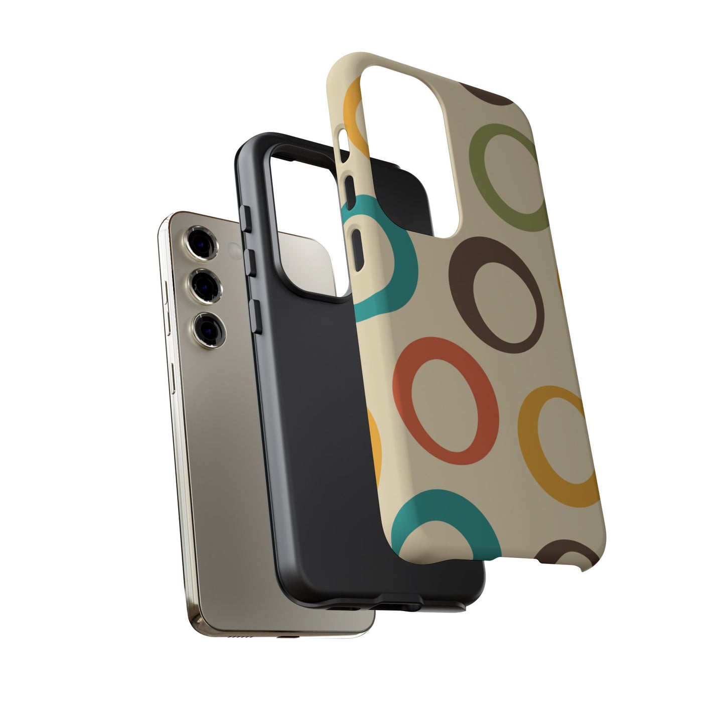 Retro Colorful Rings Samsung Galaxy Case – Shockproof, Matte Finish, Dual-Layer Protection