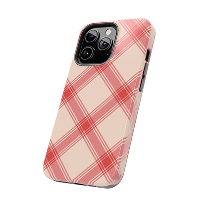 Soft Peachy Red Plaid iPhone Case