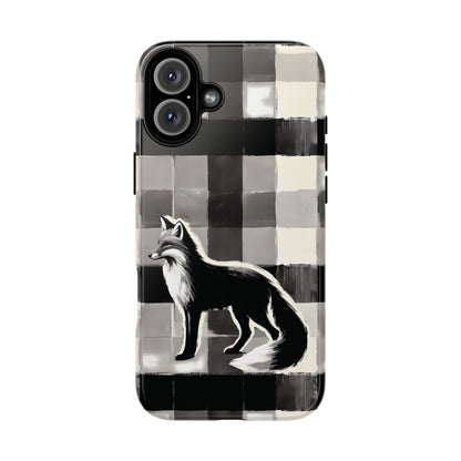 Black White Fox Phone Case - Monochrome Mystique