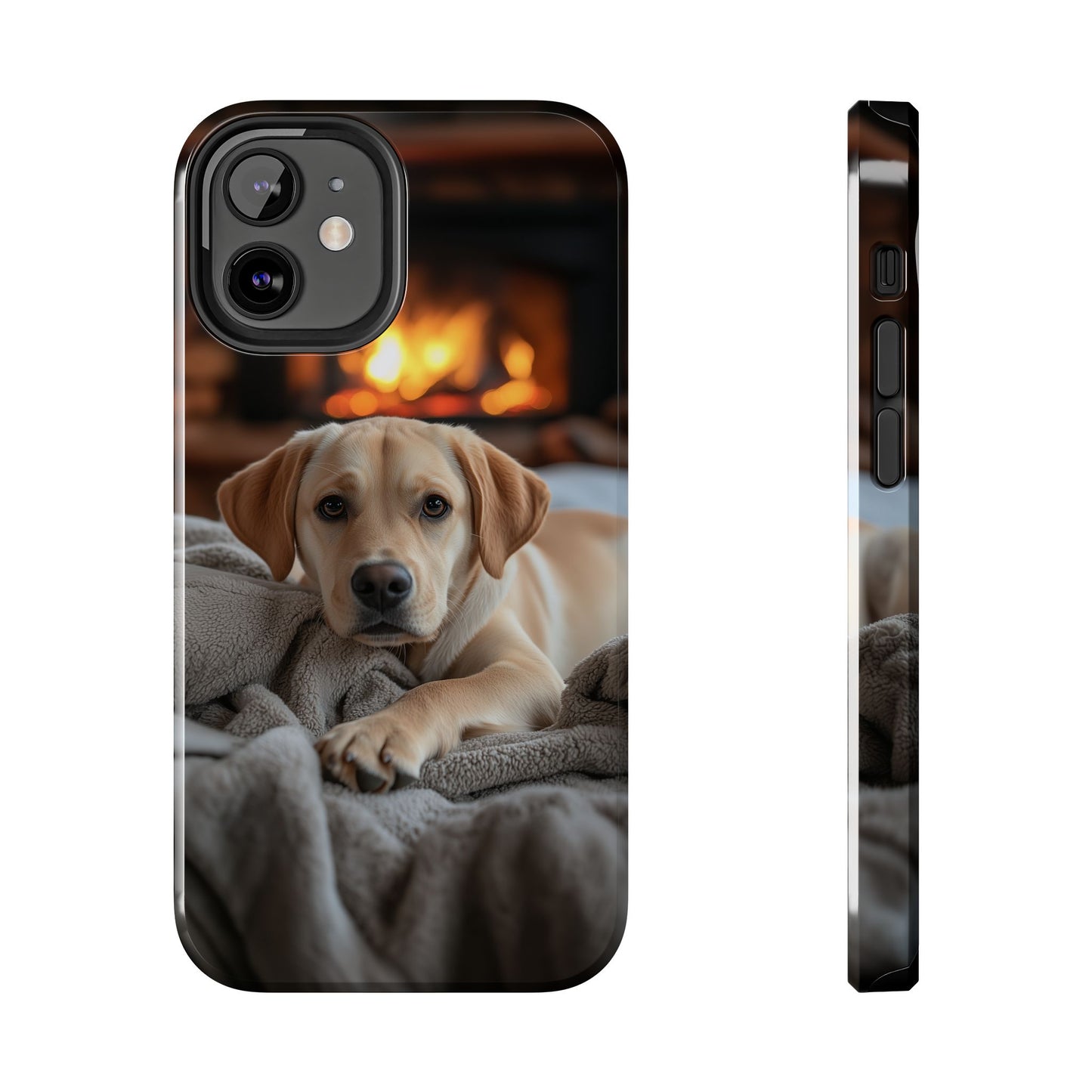 Cozy Golden Retriever by the Fireplace - iPhone Series Case