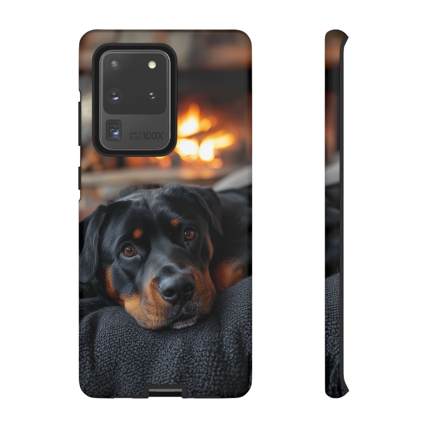 Warm Rottweiler by the Fireplace Samsung Galaxy Case – Rustic Charm for Dog Lovers