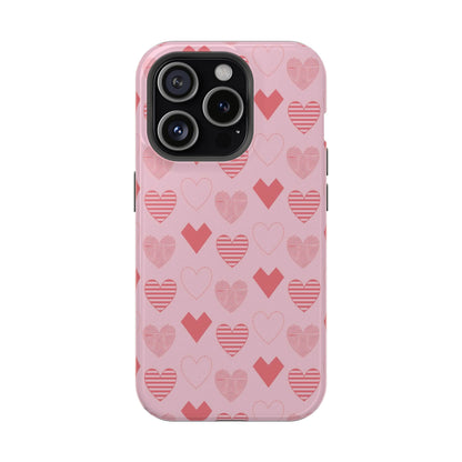 Striped Hearts MagSafe iPhone Case