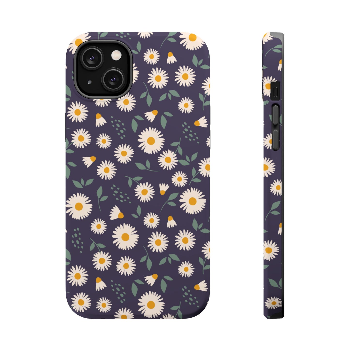 Midnight Daisy MagSafe iPhone Case – Dark Navy Floral Design, Slim and Protective