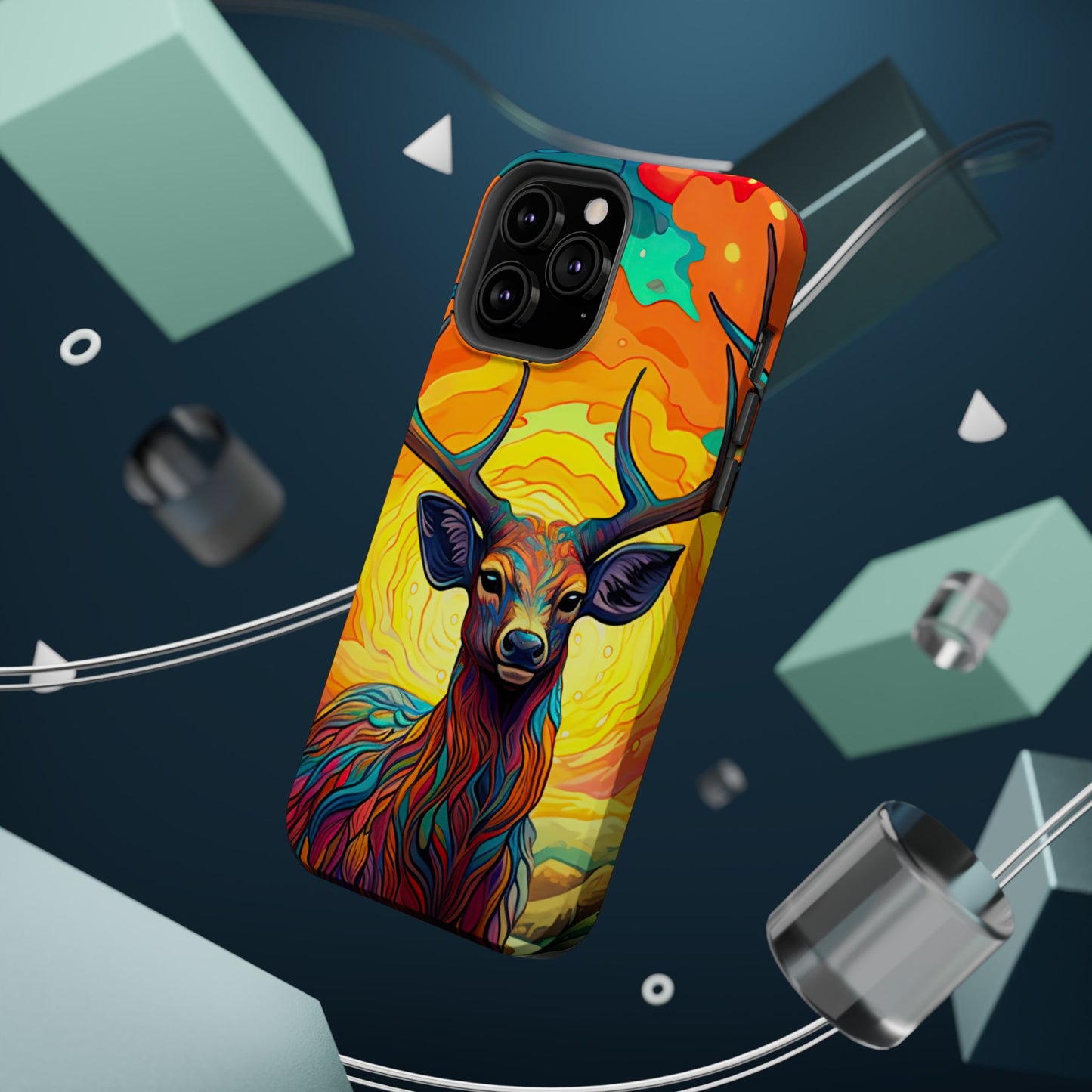 Vibrant Stag in Bloom – MagSafe iPhone Case