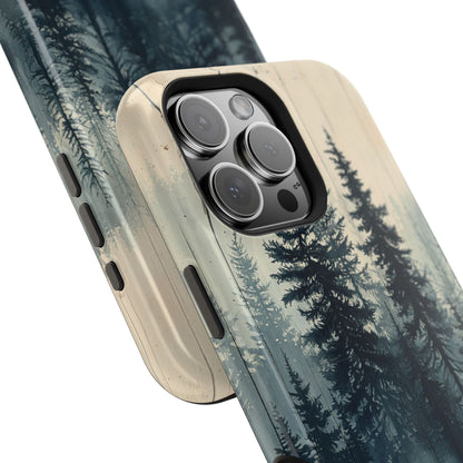 Misty Forest Wood MagSafe iPhone Case - Nature-Inspired Protective Cover