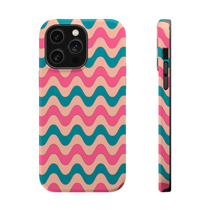 Retro Waves Pattern MagSafe iPhone Case – Shockproof Design with Dual-Layer Protection