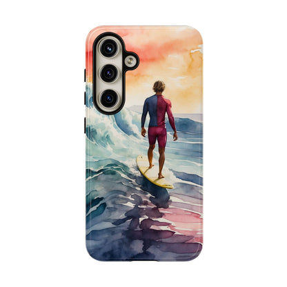 Surfer’s Sunset Wave Samsung Galaxy Case – Vibrant Watercolor Design