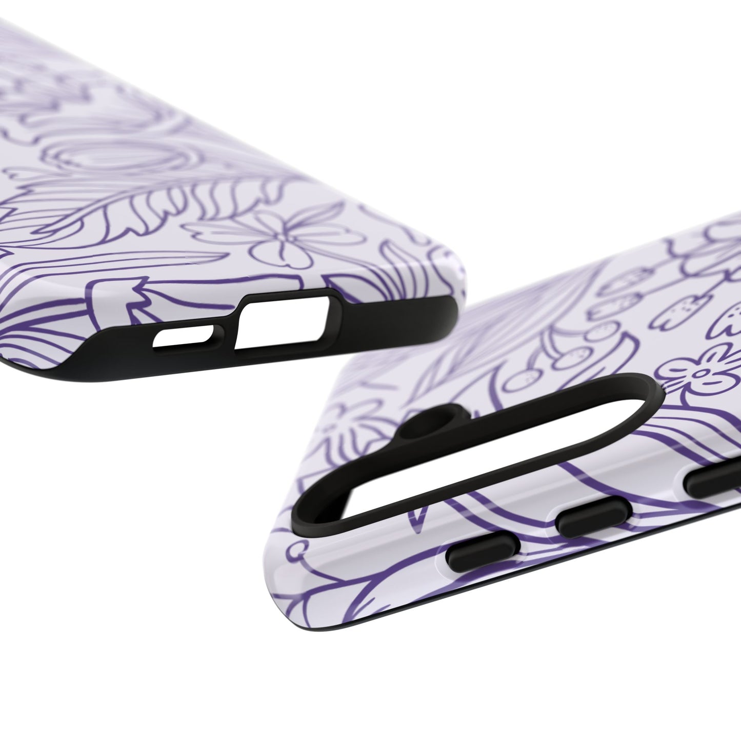 Lavender Floral Line Art Tough Samsung Galaxy Case – Minimalist Botanical Design with Dual-Layer Protection