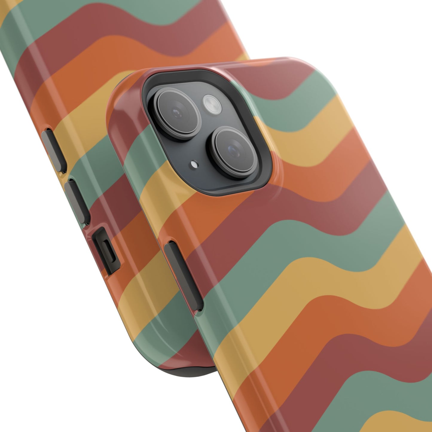 Retro Vibe Wavy Stripes MagSafe iPhone Case – 70s-Inspired in Teal, Orange, and Rust