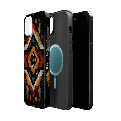 Southwestern Tribal Diamond Tough MagSafe iPhone Case – Bold Geometric Pattern, Dual-Layer Protection