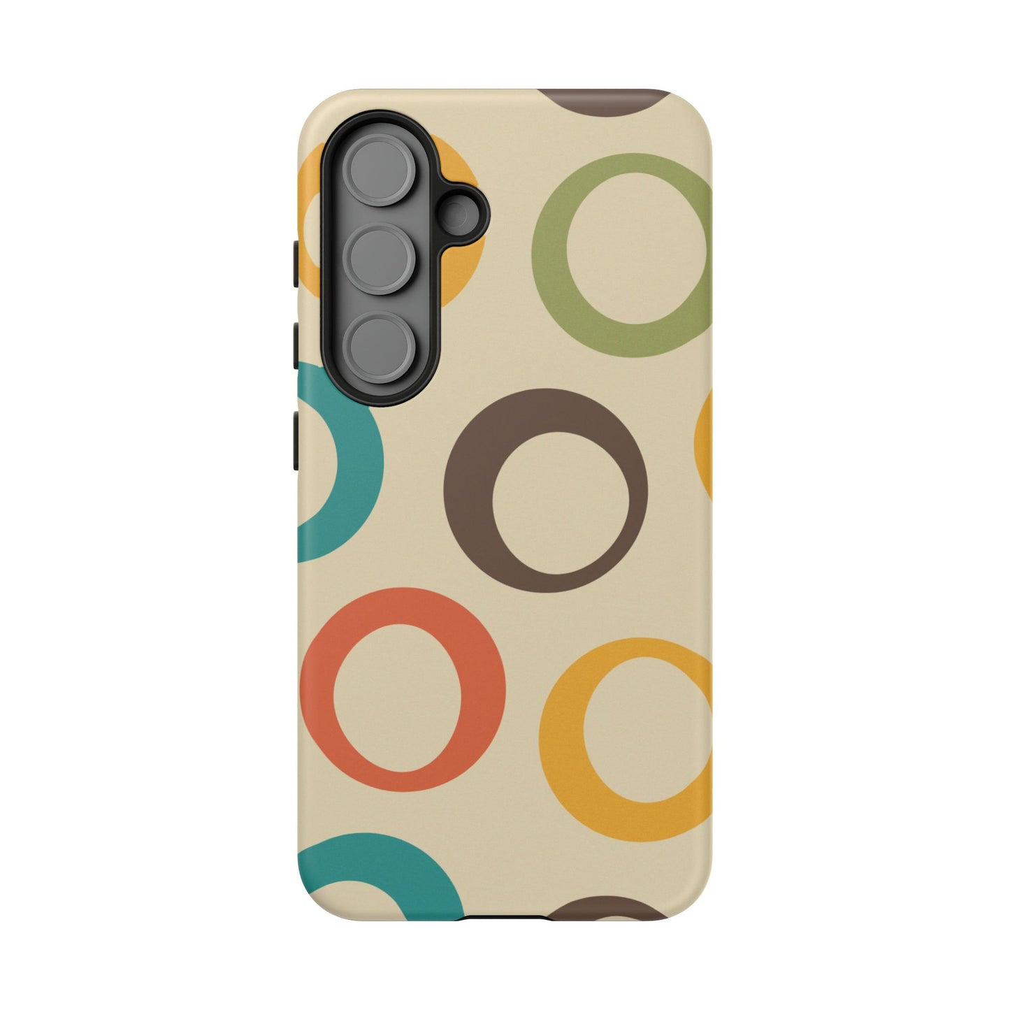 Retro Colorful Rings Samsung Galaxy Case – Shockproof, Matte Finish, Dual-Layer Protection