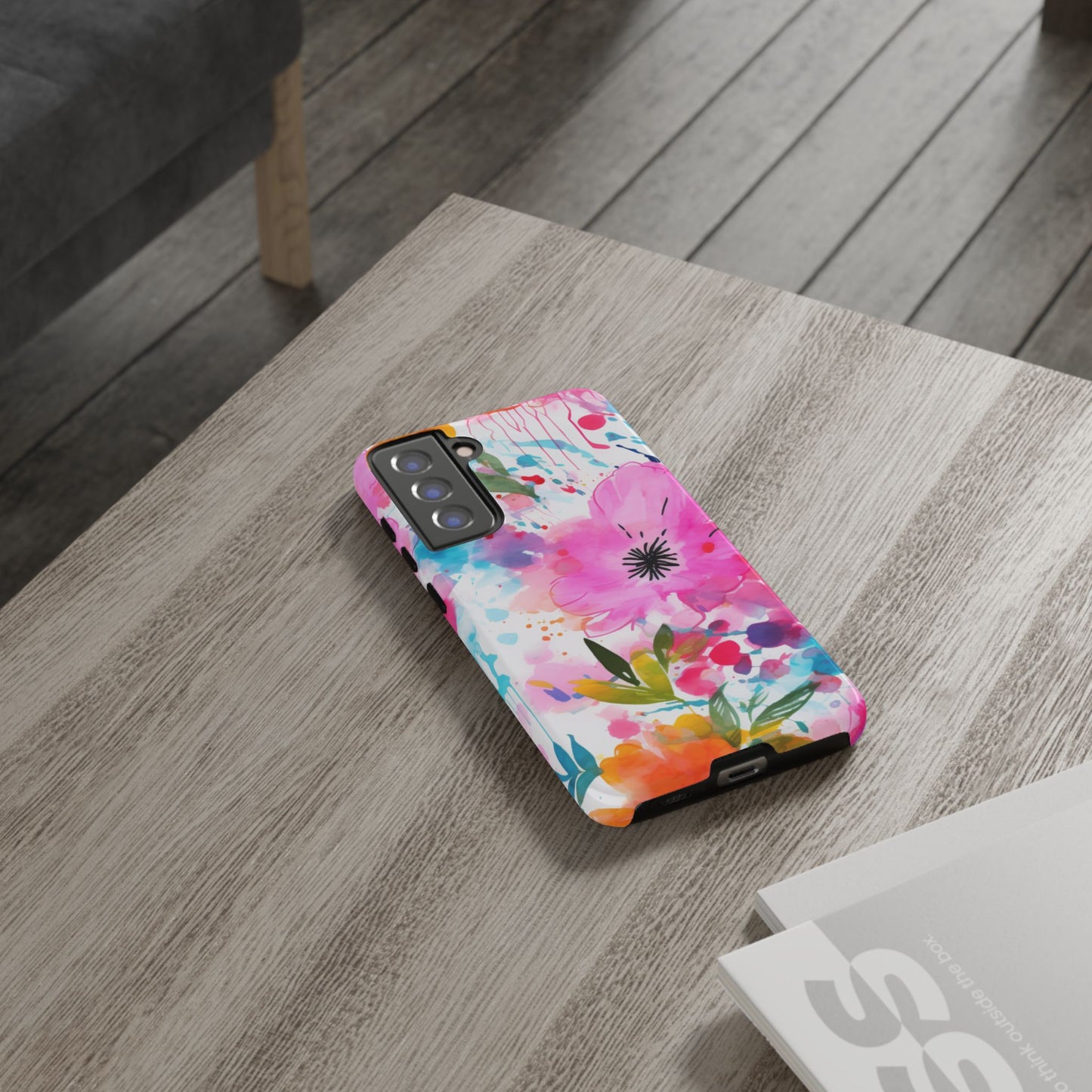 Color Splash Pink & Orange Watercolor Floral - Samsung Galaxy Case