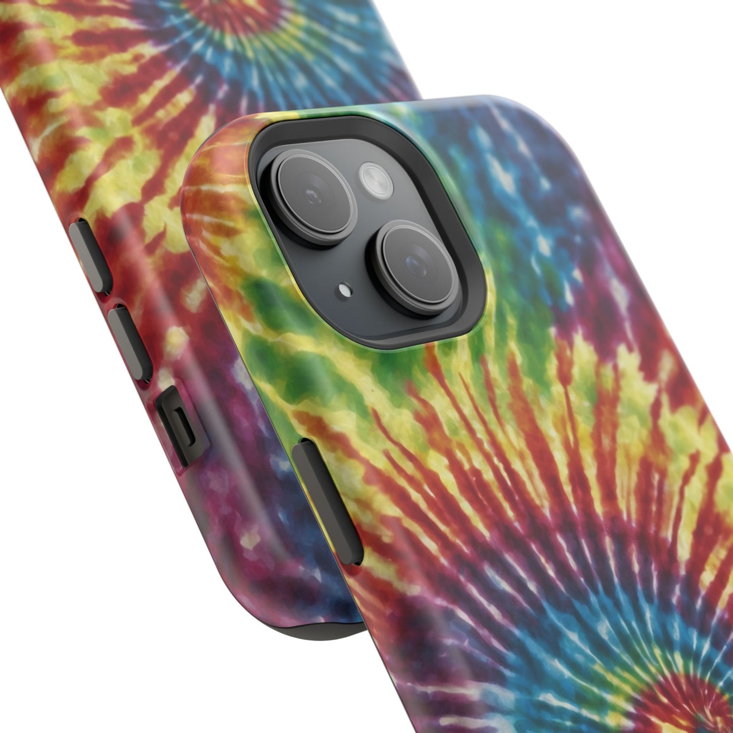 Vibrant Spiral Tie-Dye MagSafe Case – Retro Rainbow Design