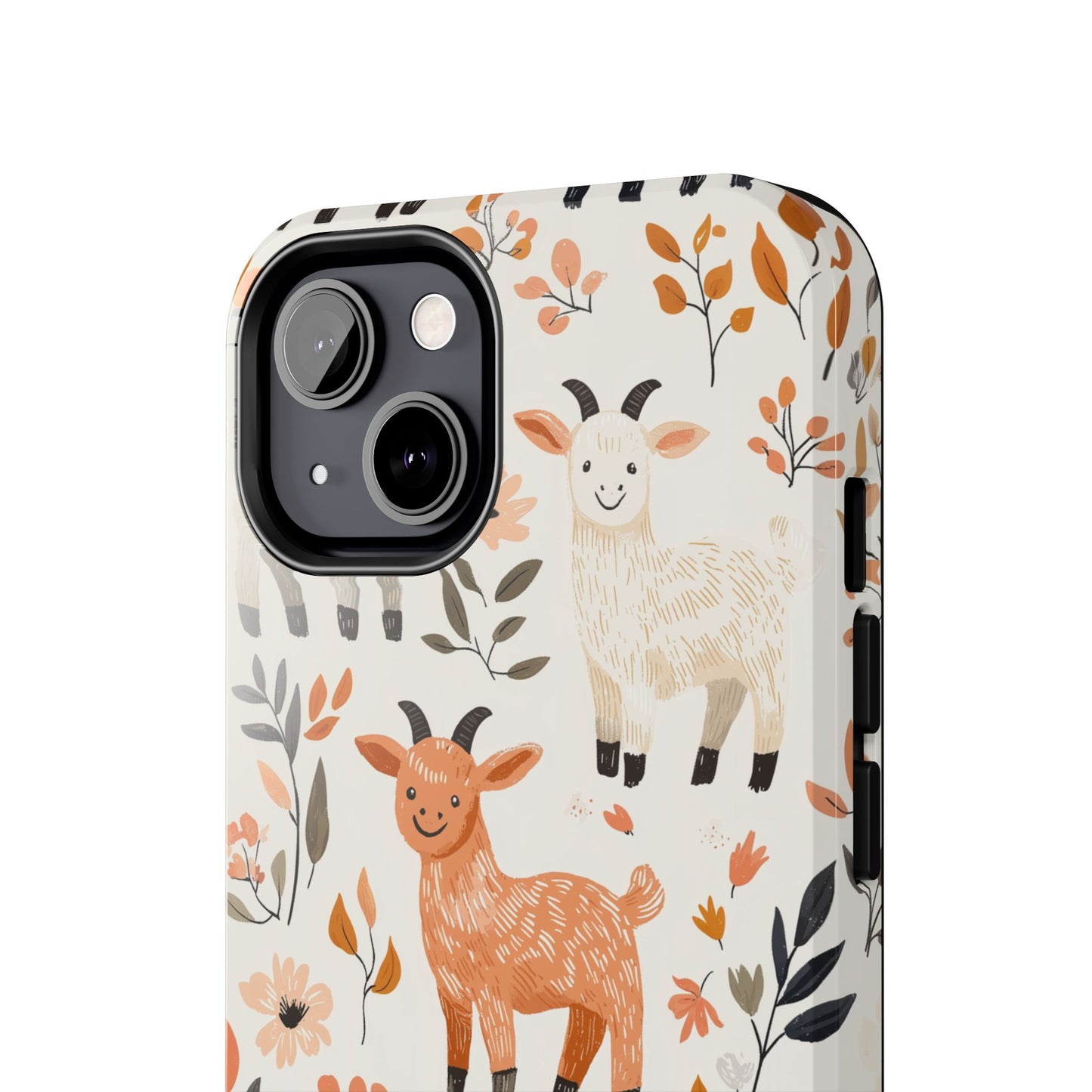 iPhone Case: Smiley Goats & Dried Flowers – Vintage Charm