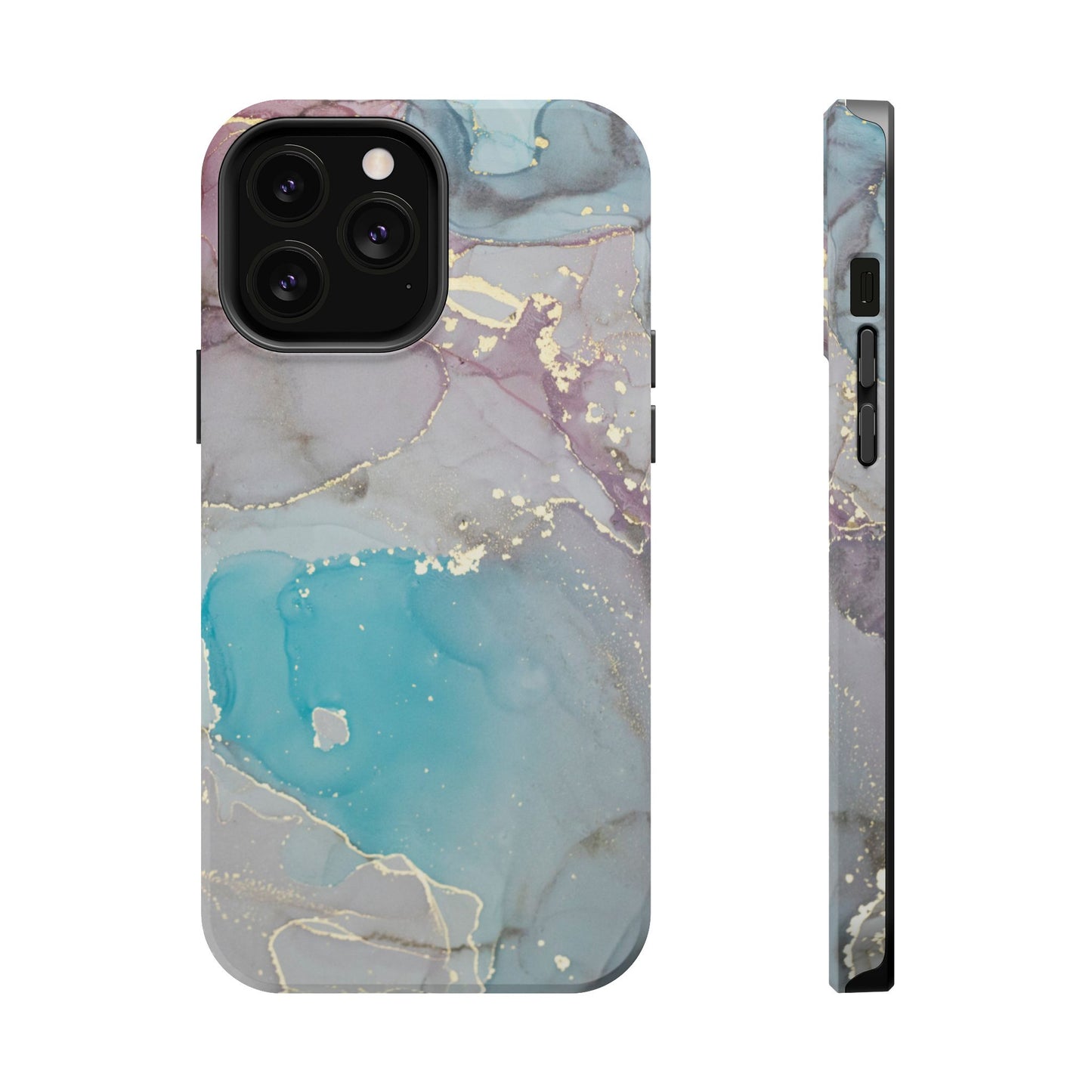 Sky Blue & Purple Marble Wave – MagSafe Case with Dreamy Marble Design