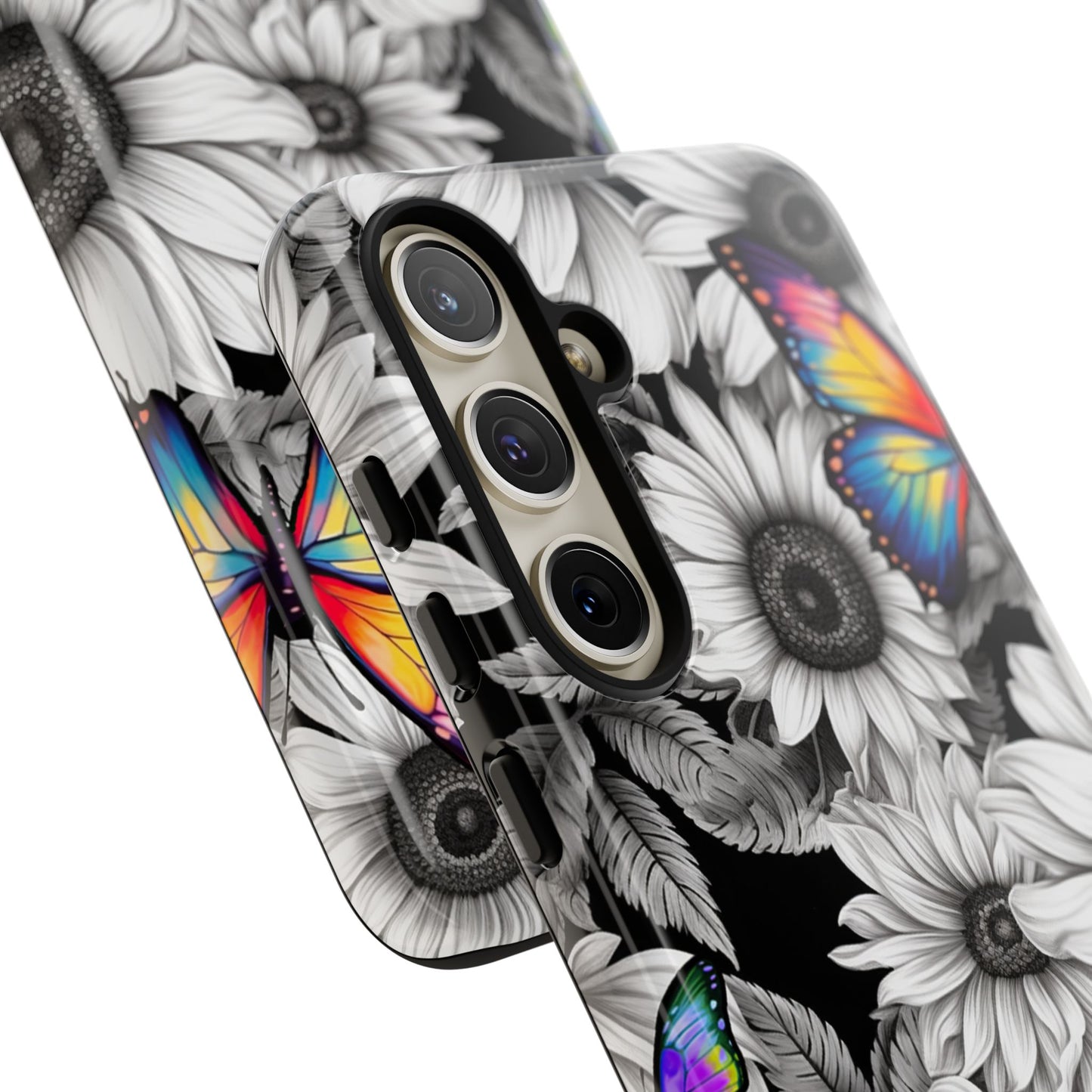 Rainbow Butterflies & Monochrome Sunflowers – Samsung Galaxy Case