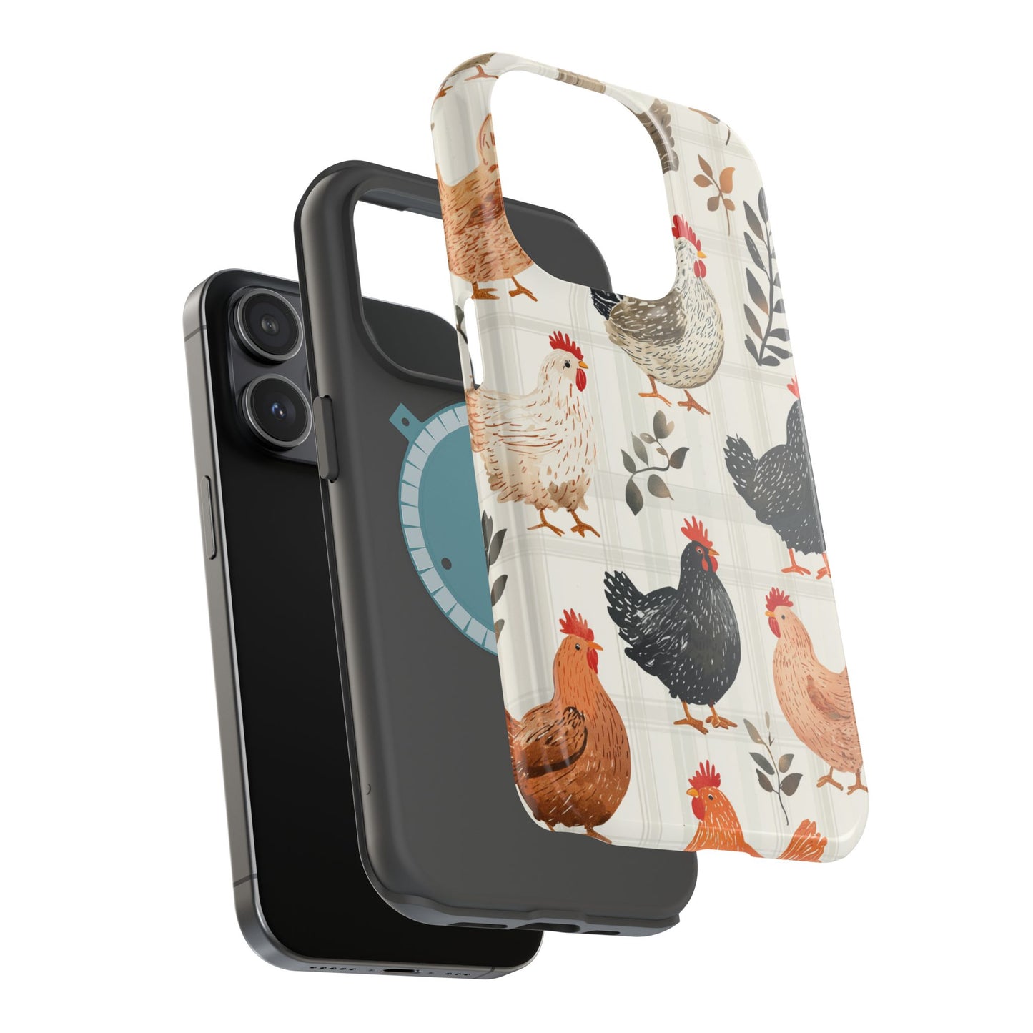 MagSafe iPhone Case: Vintage Chicken & Leaves – Farmhouse Style Case