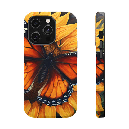 Monarch Butterfly & Sunflower Art – MagSafe iPhone Case