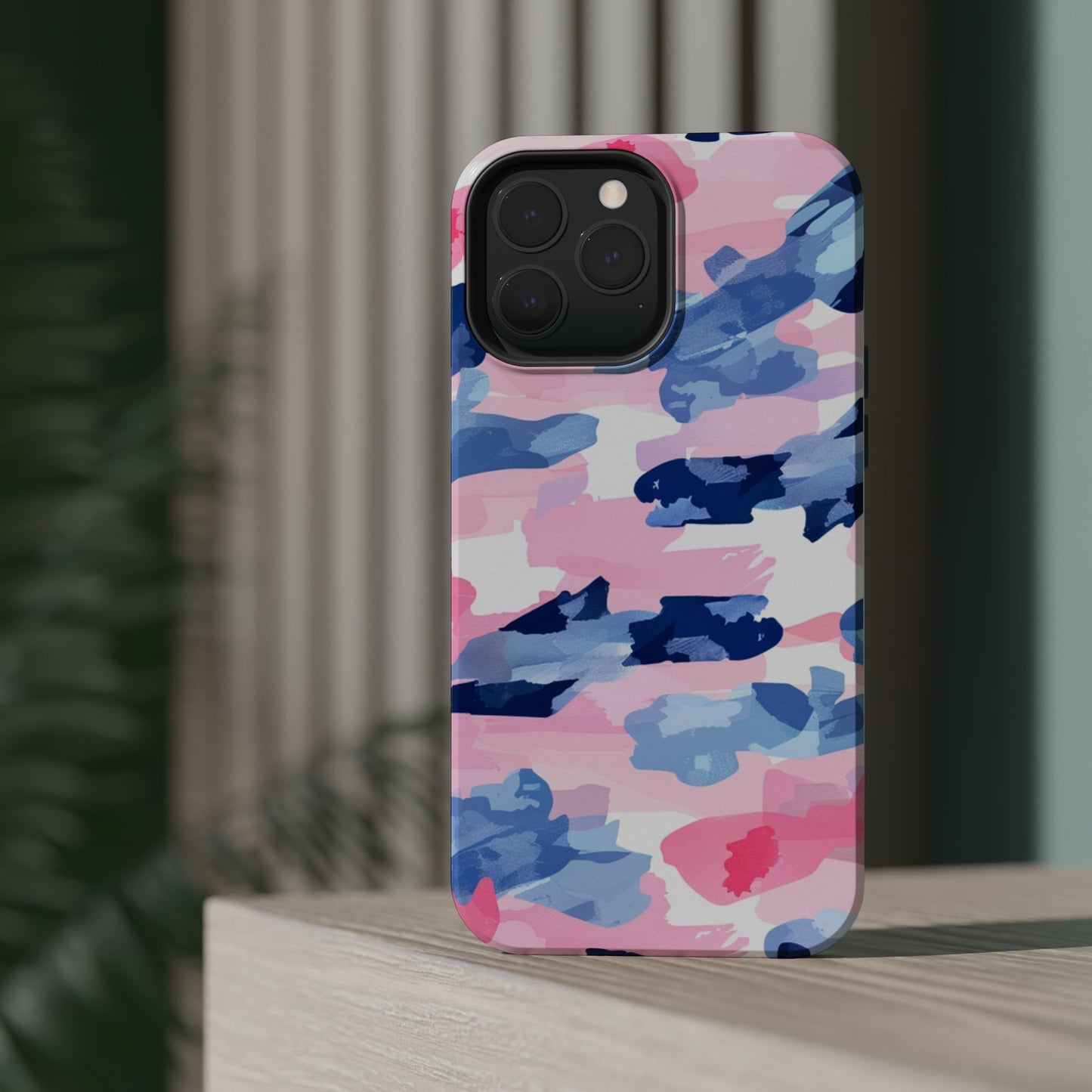 MagSafe Case: Dynamic Pink & Navy Brushstroke Art