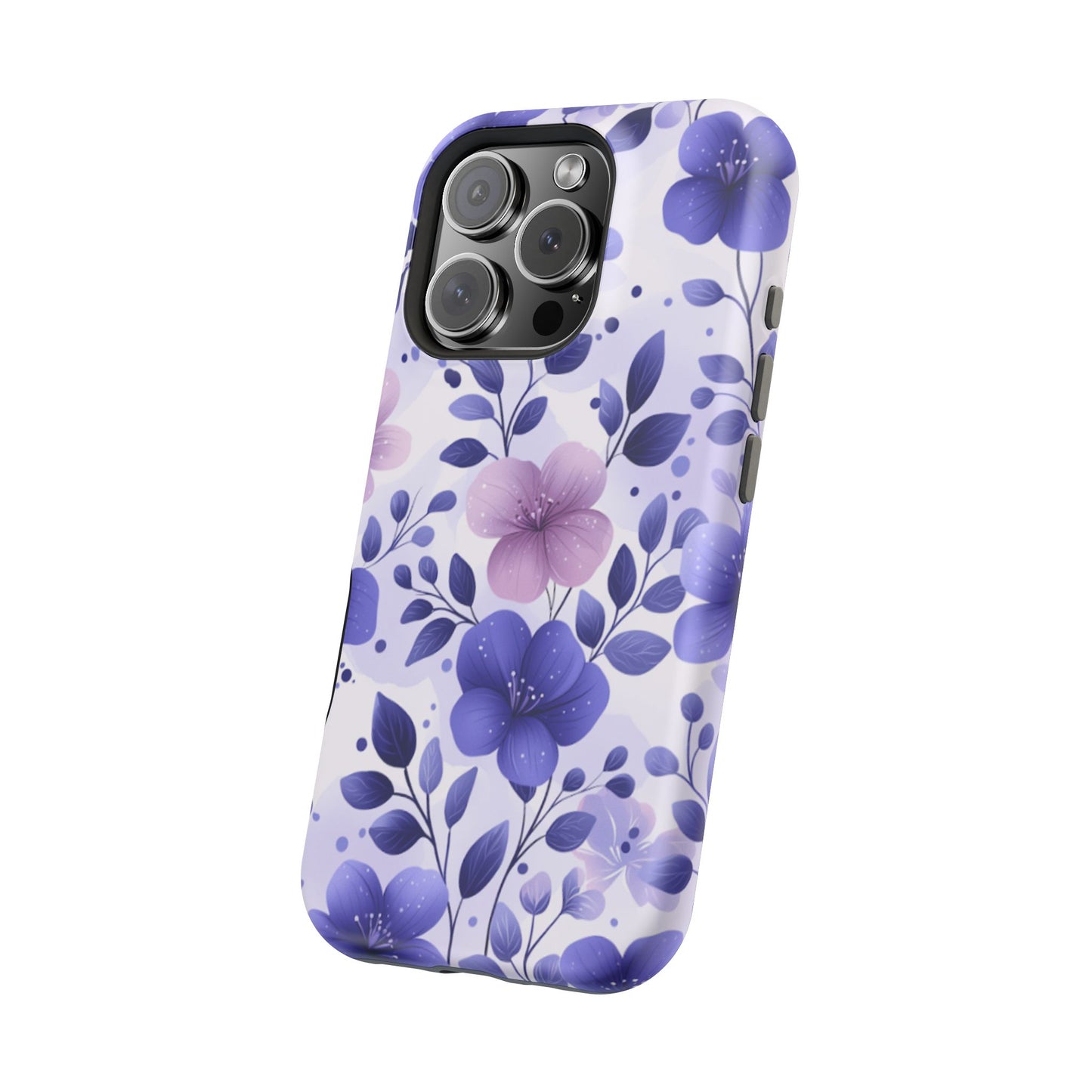 Purple Floral MagSafe iPhone Case – Durable Protection with Elegant Flower Design