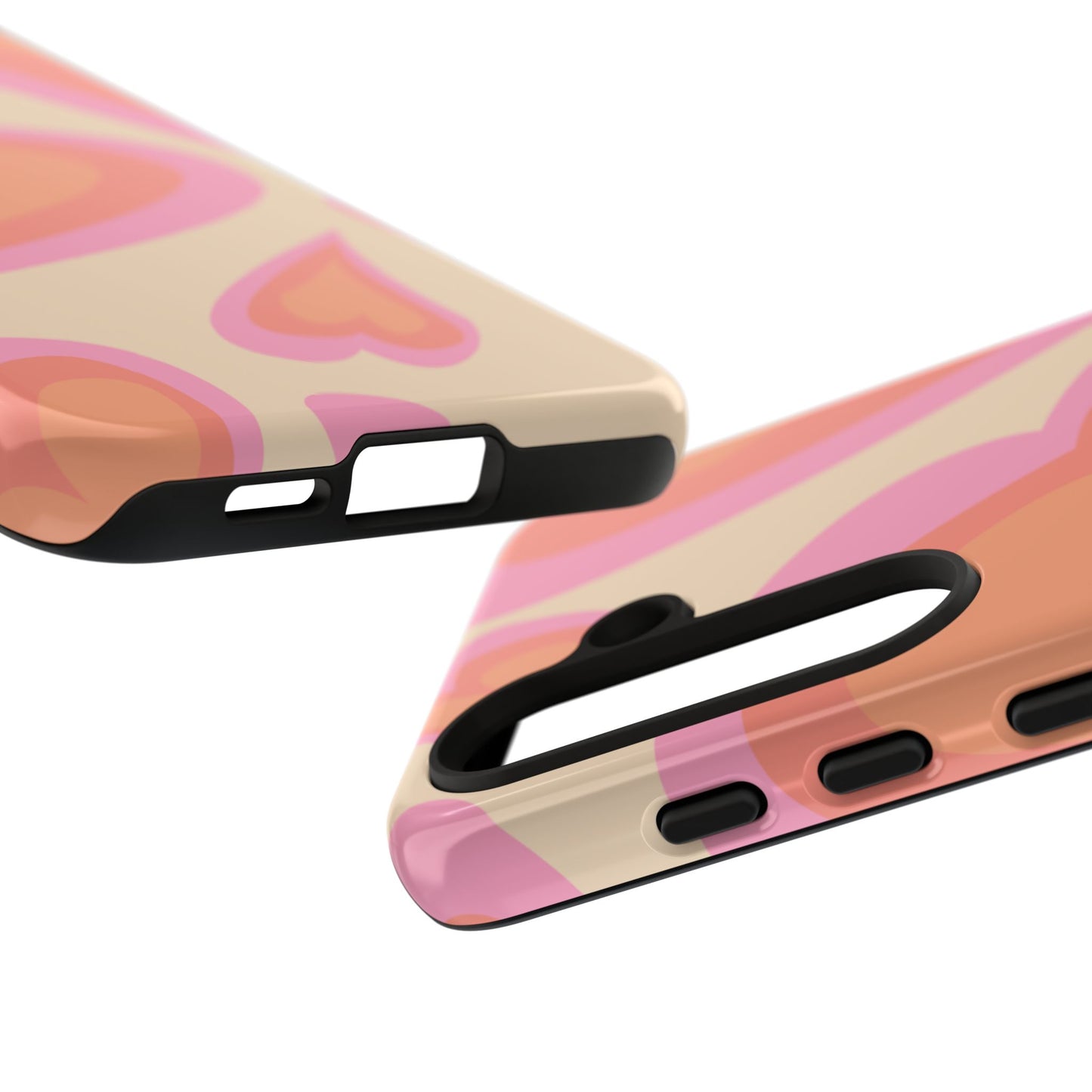 Retro Pink Hearts Samsung Galaxy Case – Shock-Resistant, Matte Finish, Dual-Layer Protection