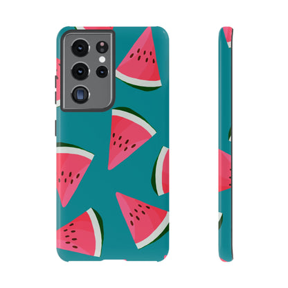 Watermelon Bliss Samsung Galaxy Case – Vibrant Summer Fruit Design on Teal Background