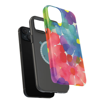 Rainbow Bloom Watercolor MagSafe iPhone Case – Slim Design, Glossy Finish