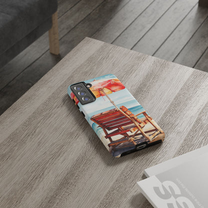 Beachfront Sunset Lounge Samsung Galaxy Case – Vibrant Watercolor Design