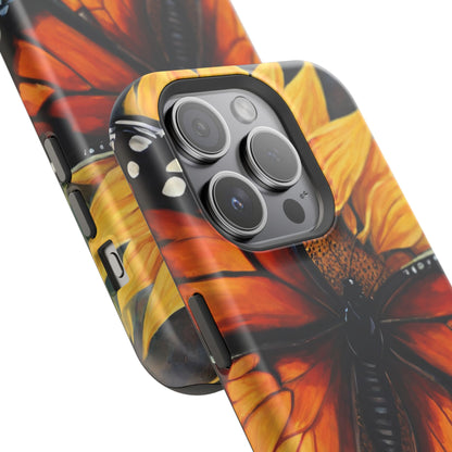 Monarch Butterfly & Sunflower Art – MagSafe iPhone Case