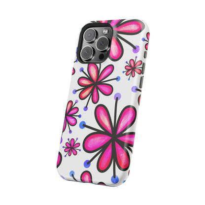 Pink Retro Bloom MagSafe iPhone Case – Ultra-Slim Design, Glossy Finish