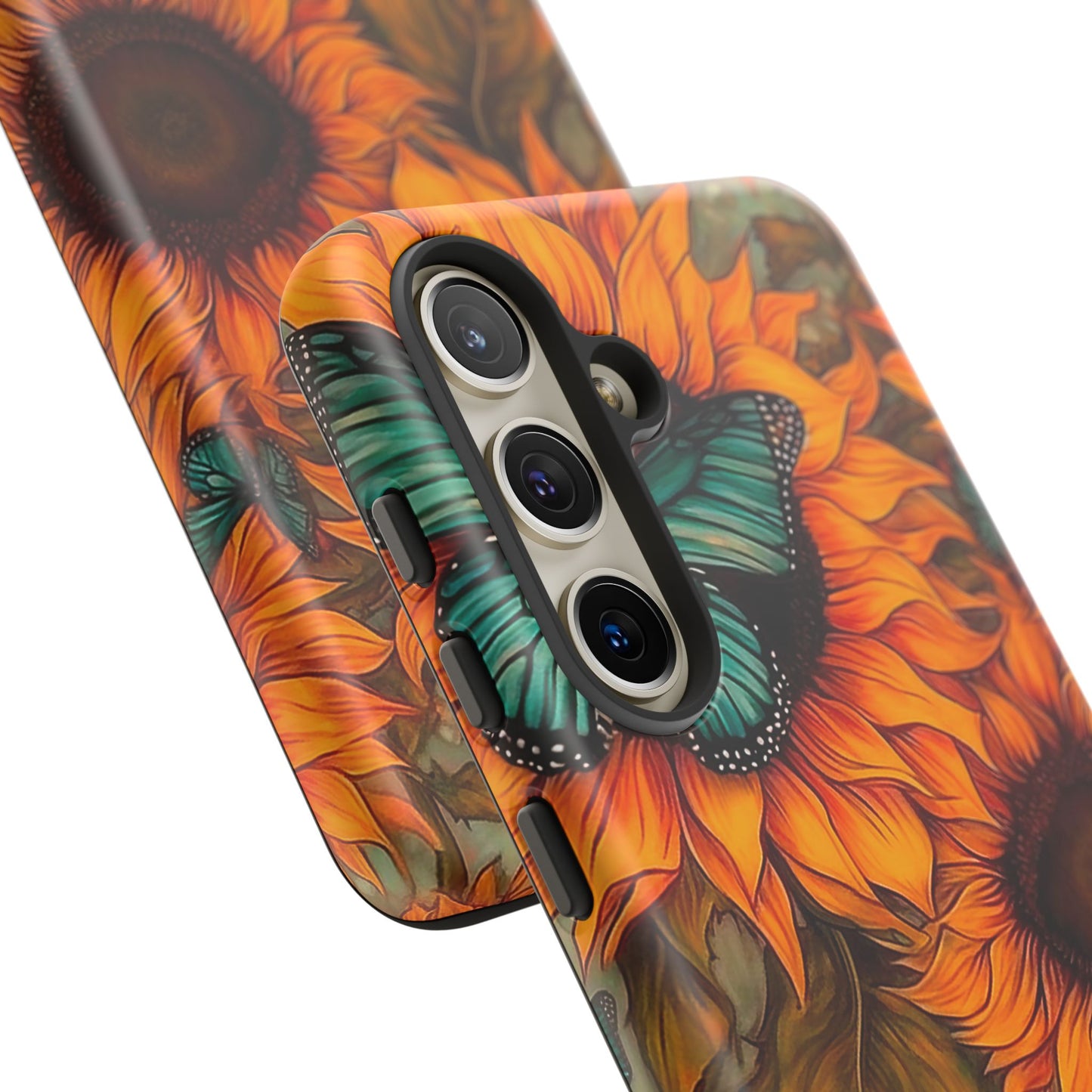 Vintage Blue Butterfly & Sunflower Art – Samsung Galaxy Case