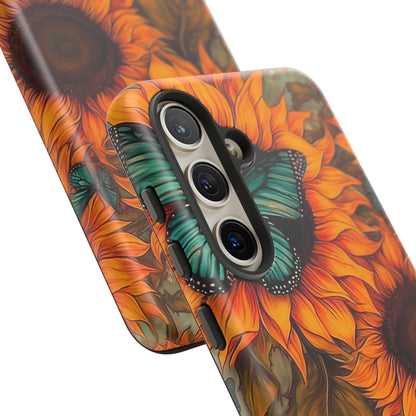 Vintage Blue Butterfly & Sunflower Art – Samsung Galaxy Case