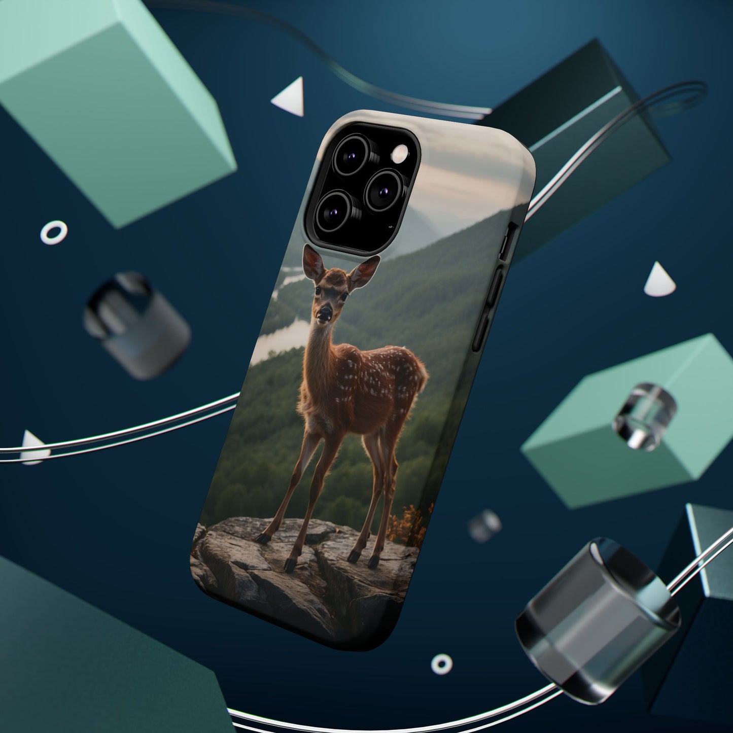 Majestic Fawn Overlooking Mountain Vista MagSafe iPhone Case