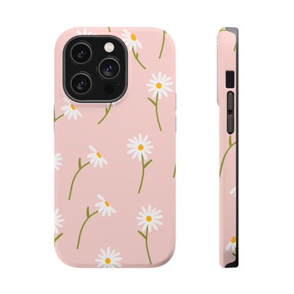 Daisy Delight Tough MagSafe iPhone Case – Cute Floral Design with Dual-Layer Protection