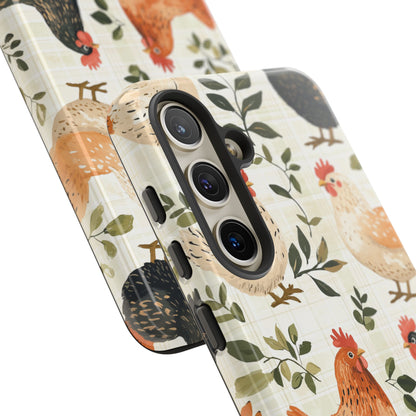 Samsung Galaxy Case: Vintage Chicken Farmhouse Case – Rustic Leaves Design