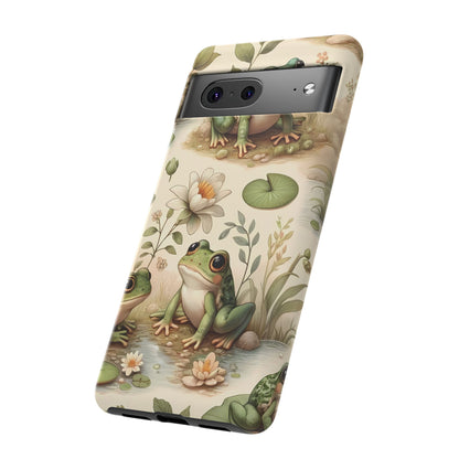 Cute Frogs Phone Case - Pond Pals Frolic - Charming Frog Lily Pad Phone Case for iPhone, Google & Samsung! Great Gift For Any Frog Lover!