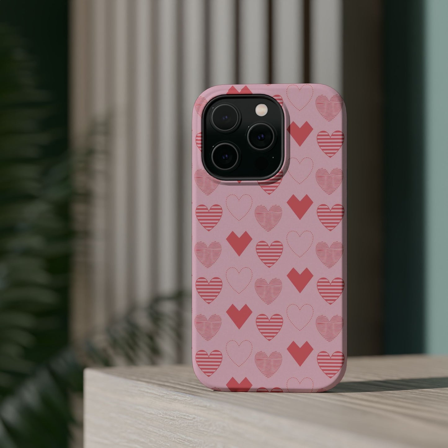 Striped Hearts MagSafe iPhone Case