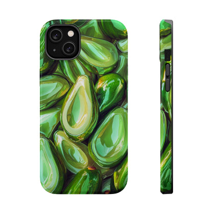 Glossy Avocado MagSafe iPhone Case – Sleek Green 3D Fruit Design, Durable and Stylish