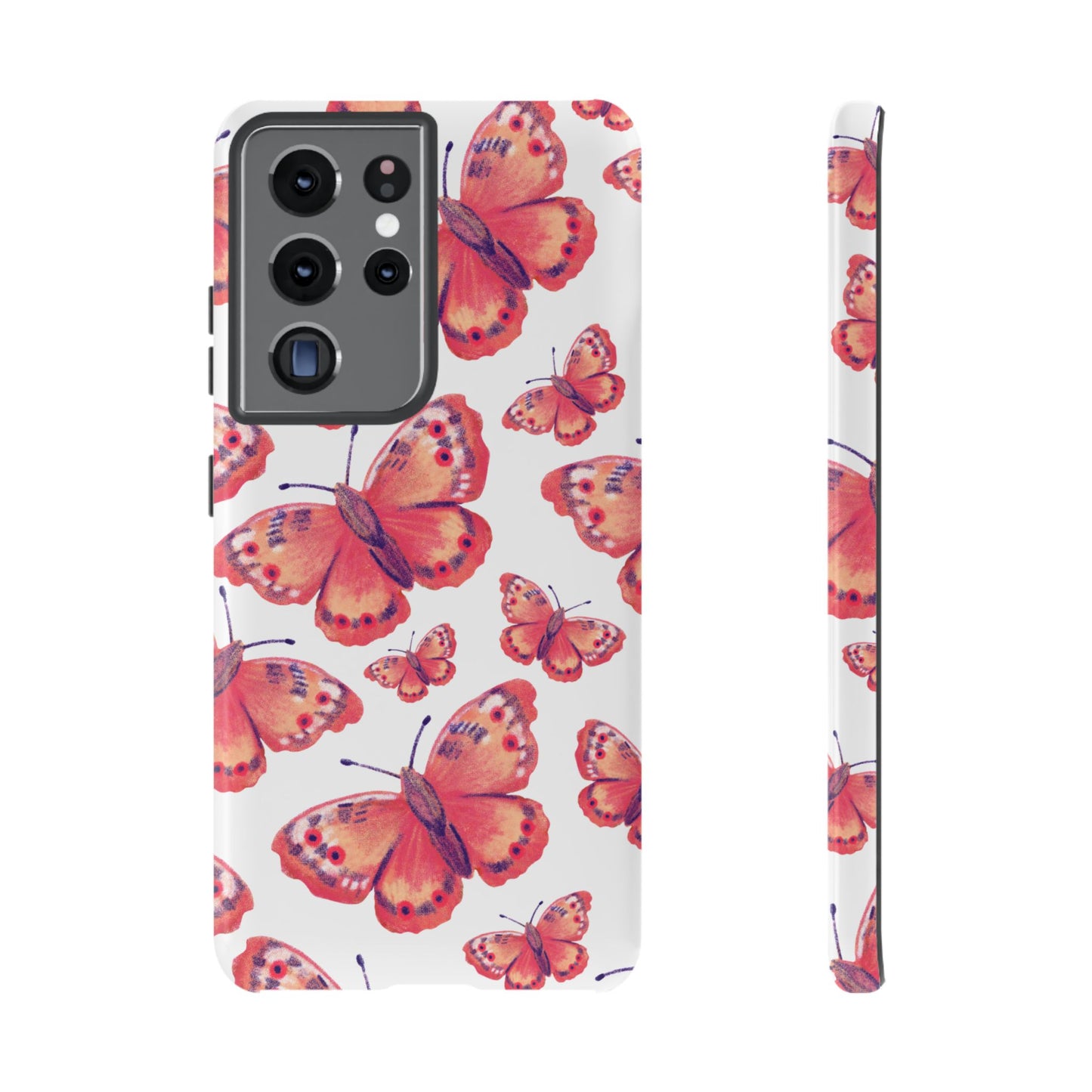 Coral Butterfly Samsung Galaxy Case – Slim, Protective Design with Bold Watercolor Print