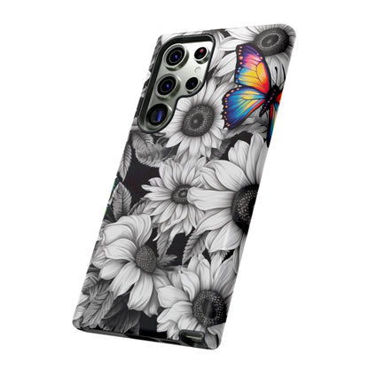 Rainbow Butterflies & Monochrome Sunflowers – Samsung Galaxy Case