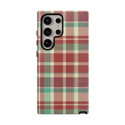 Vintage Plaid in Red & Cream – Samsung Galaxy Case with Timeless Style