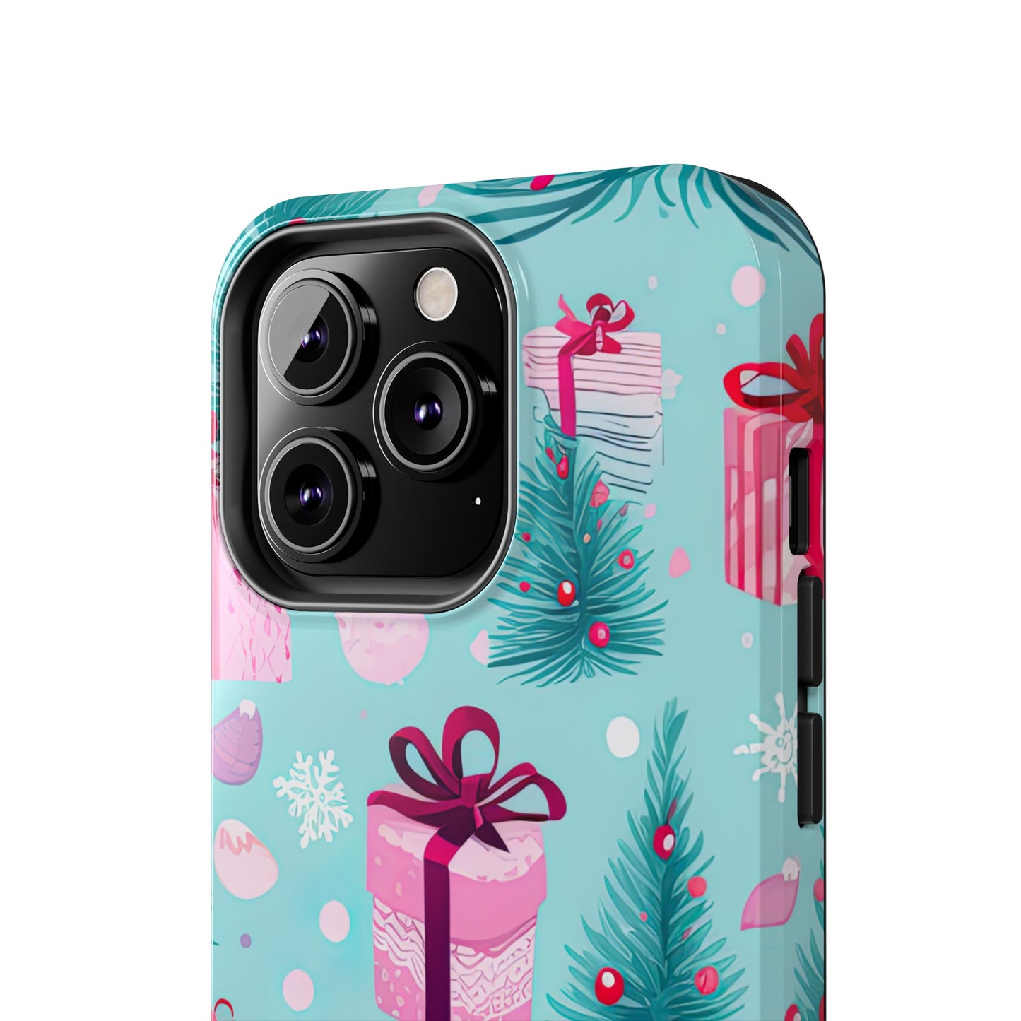 Festive Pink Christmas Gifts and Evergreen iPhone Case – Holiday Theme, Protective Cover